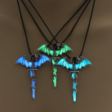 Luminous Dragon Cross Pendant Necklace